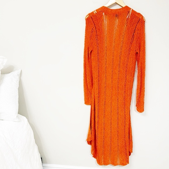 LULU’S New Orange Knit Cardigan Sweater MIDI Lightweight NWOT Size Medium - Picture 6 of 8
